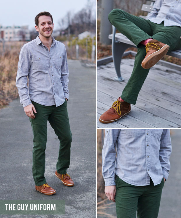 green jeans mens outfit