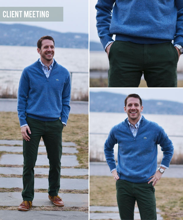 Navy blue store sweater outfit men