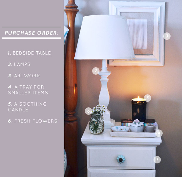 Bedside table on sale with tray