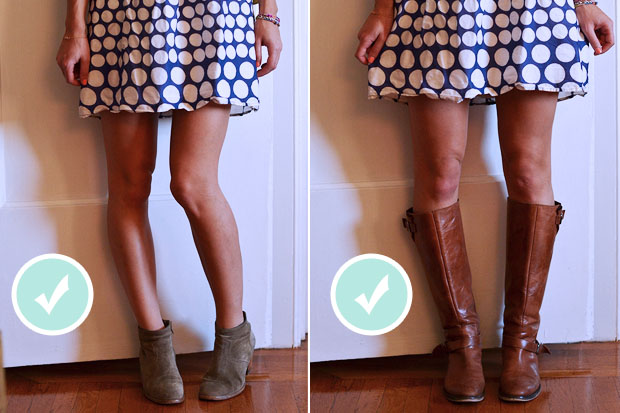 knee length boots with dress