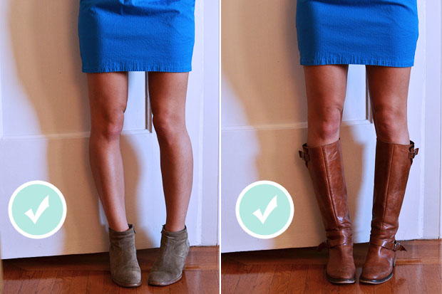 knee length dress and boots