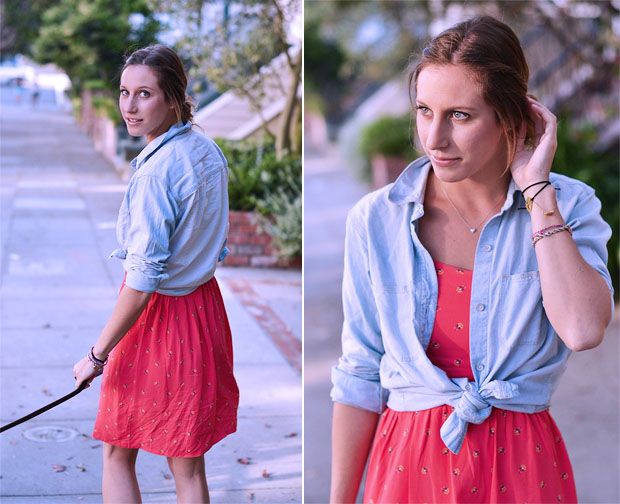 knotted shirt over dress