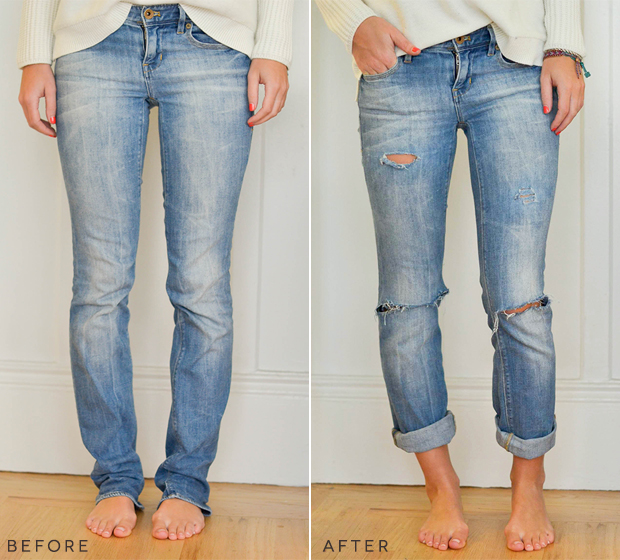 how to convert full jeans to ankle length with out cutting and