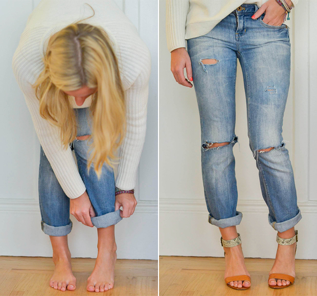 DIY frayed jeans 