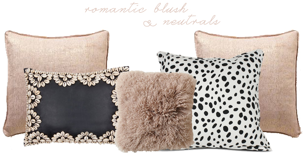 blush pillows and throws