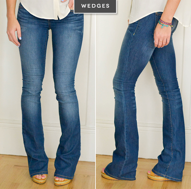 wedges flare jeans