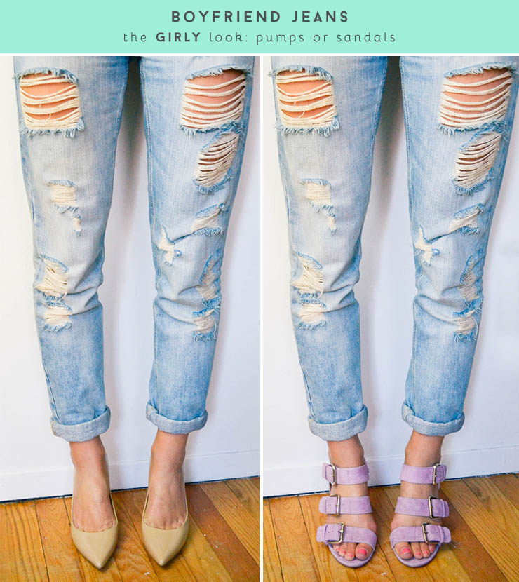 Boyfriend jeans hot sale heels