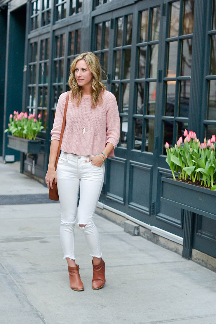 spring outfit white denim