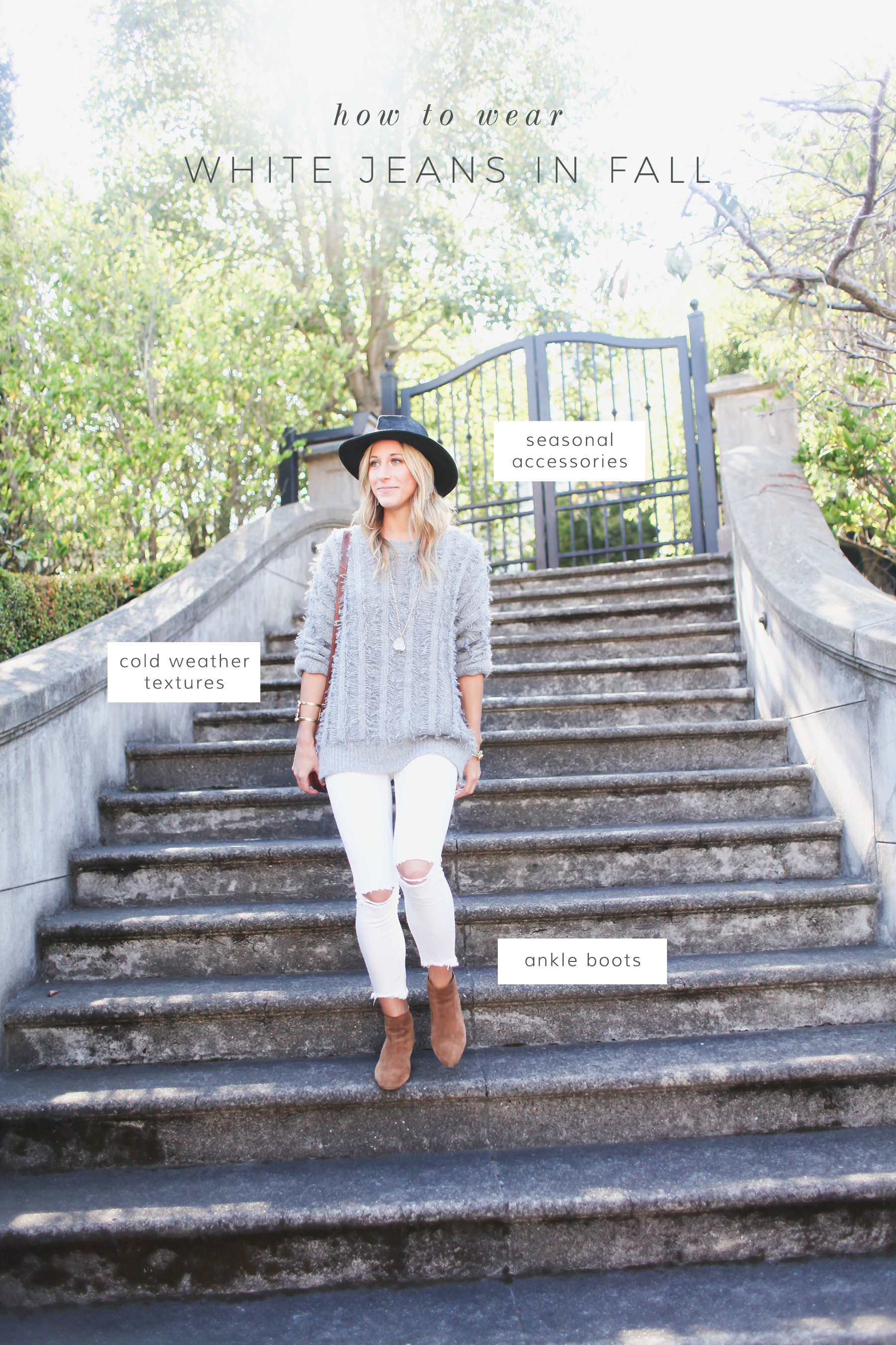 How to Wear White Jeans in Fall