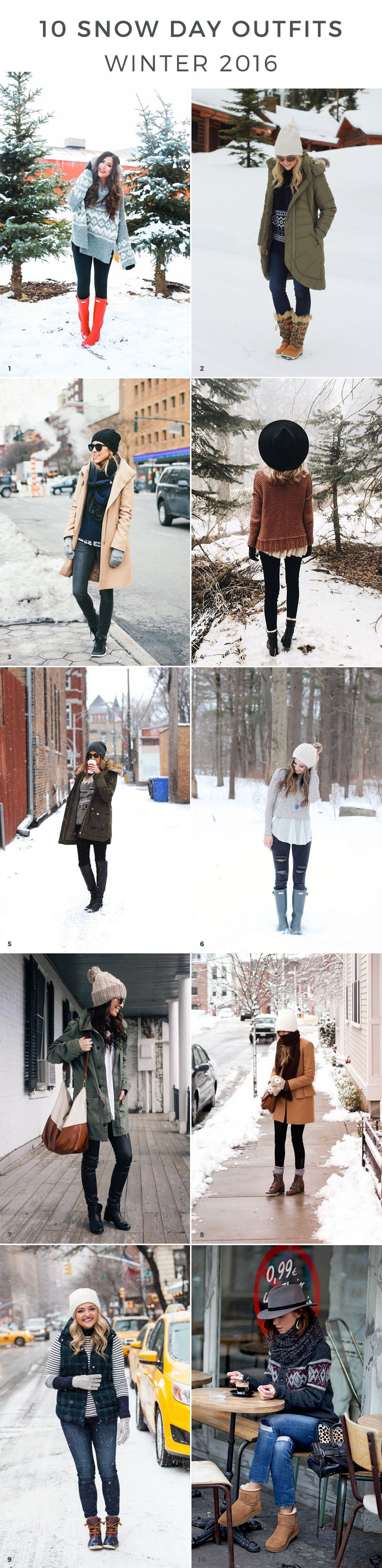 snowday outfits, snow day outfits, winter outfits, winter outfit ideas, snow day outfit ideas, outfits for snow, cold weather outfits, winter style, winter fashion trends, heavy coats, oversized sweaters, hunter boots, layered outfits, cute hats, winter hats, beanies via Advicefroma20Something.com