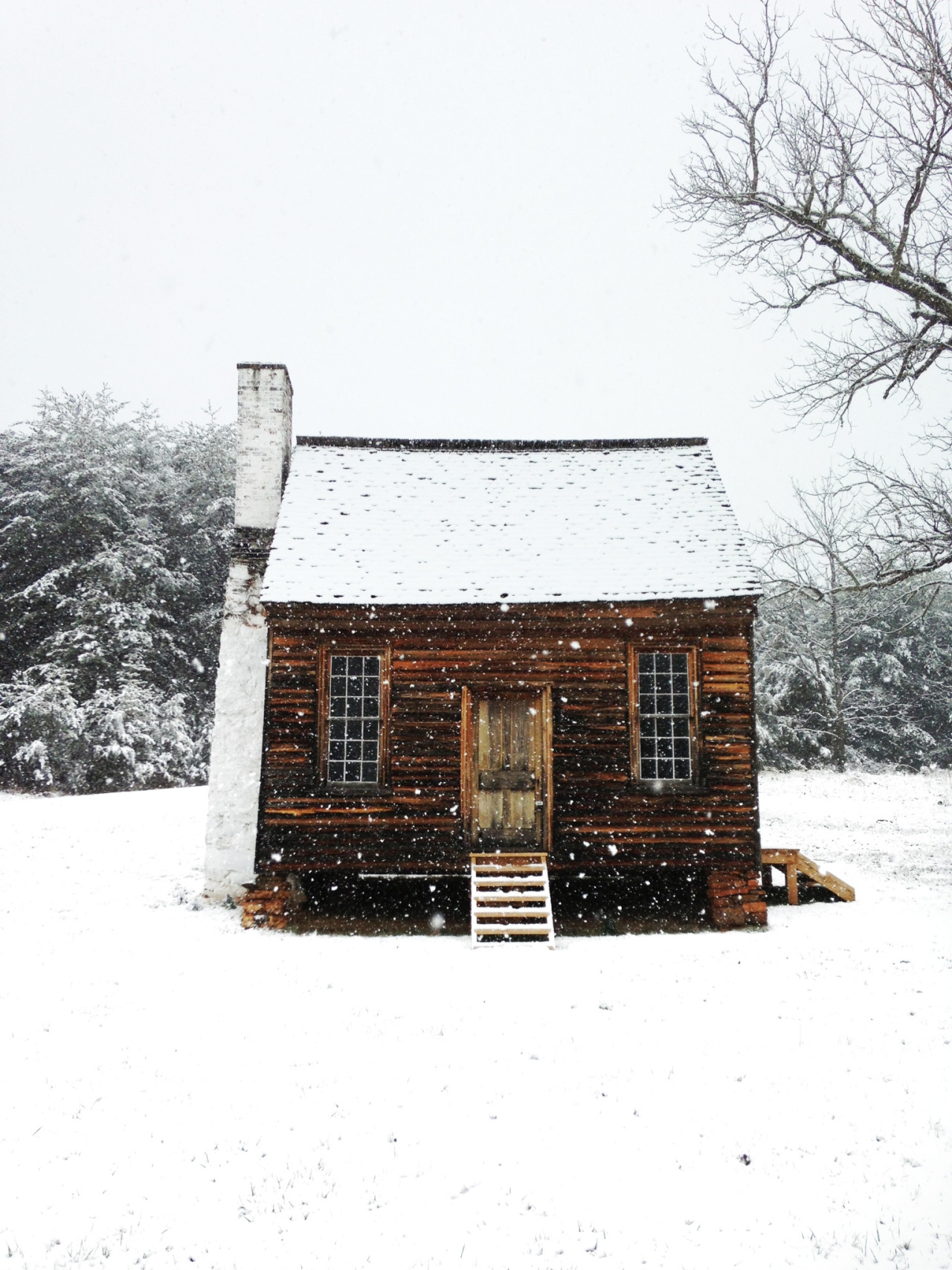 cozy cabin in the woods in winter