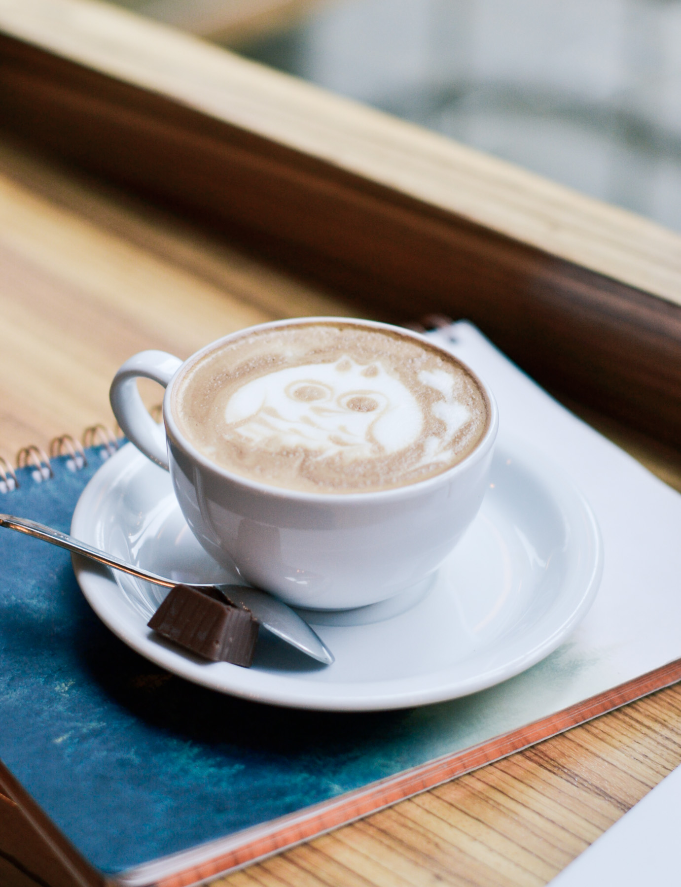 latte art at Moore Coffee in Seattle