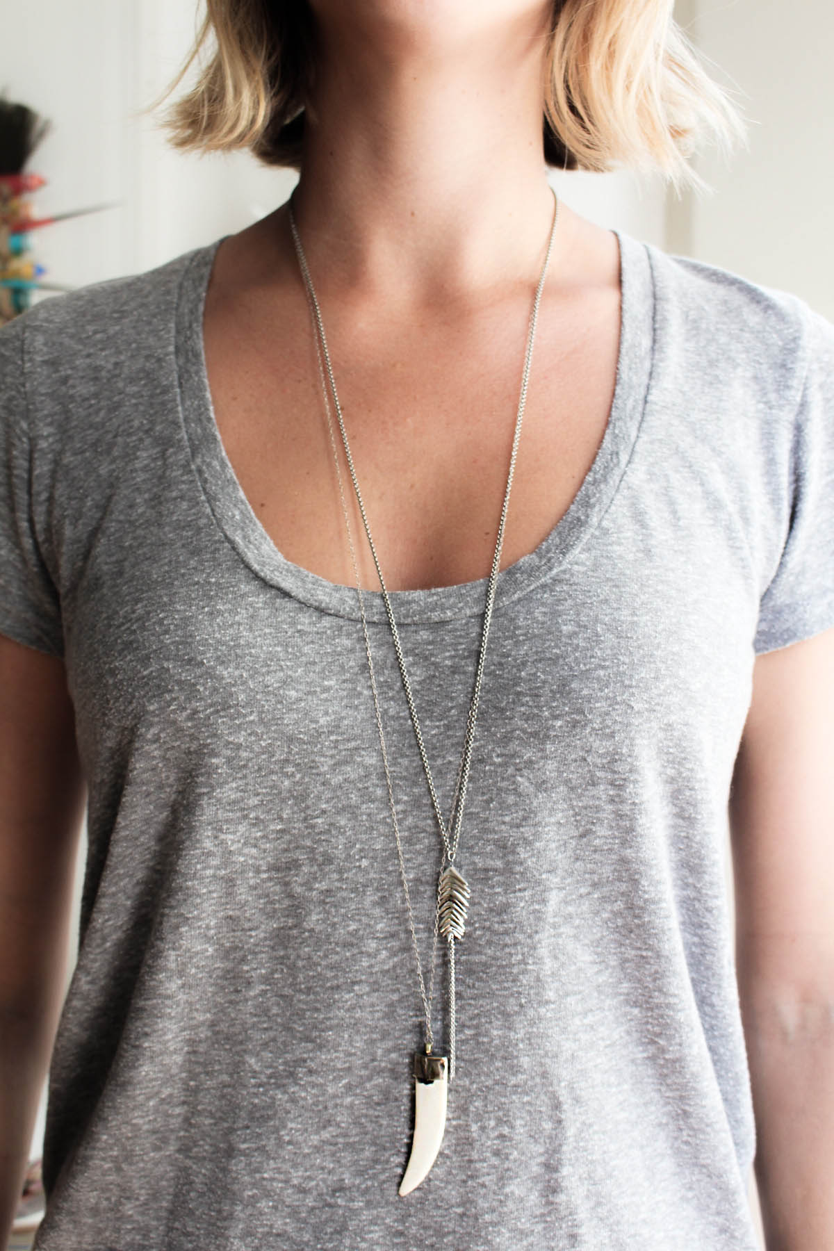 how to layer necklaces with two long pendant necklaces