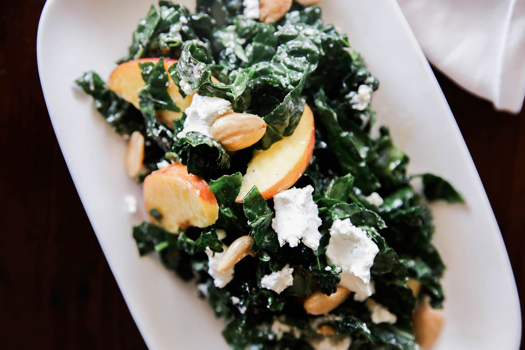 kale and stone fruit salad at Guerneville restaurants boon eat + drink