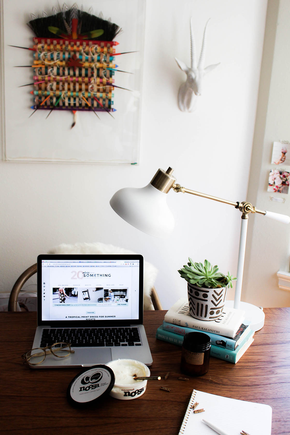 bohemian office decor & healthy workday habits