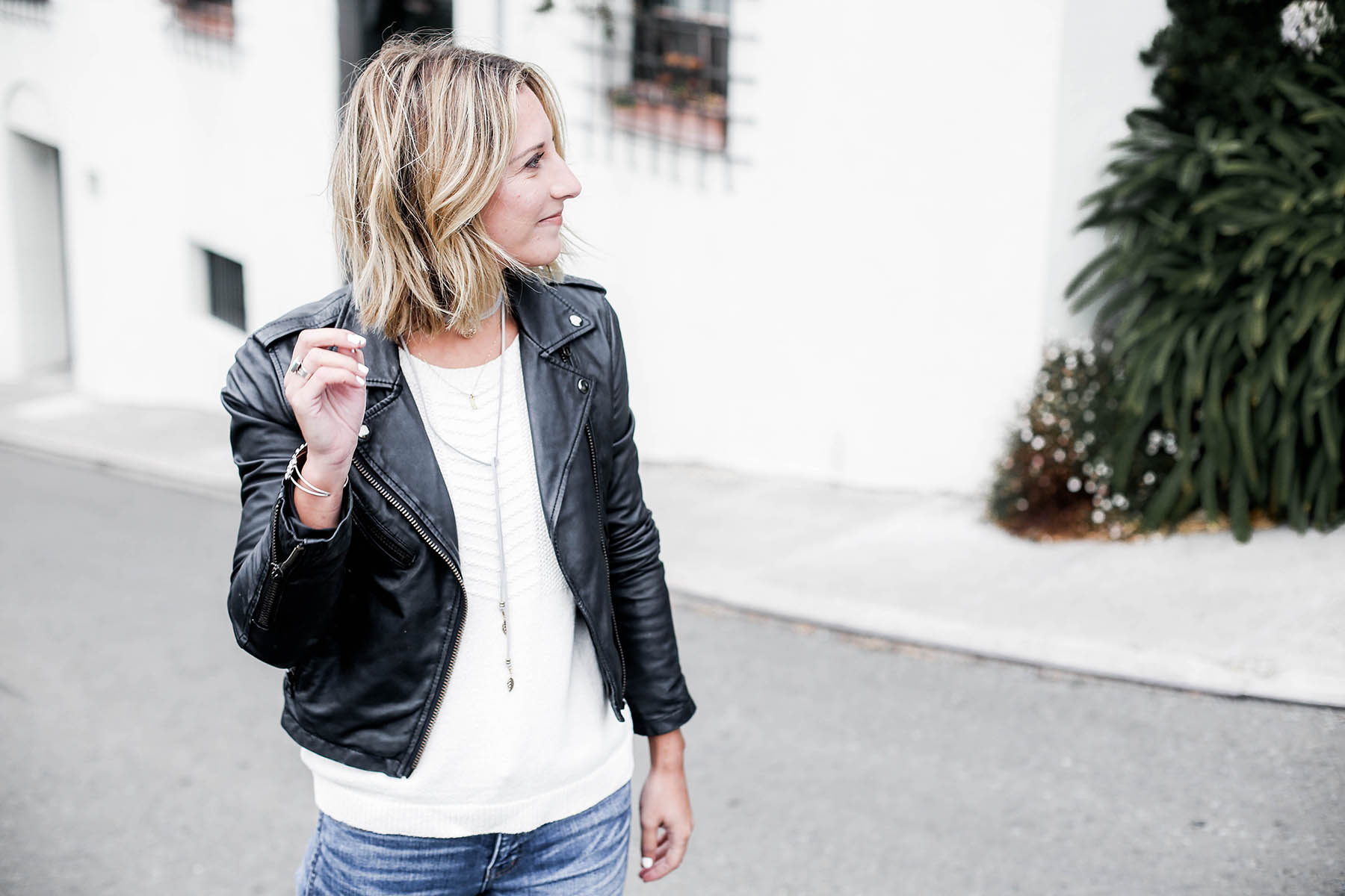 black leather moto jacket outfit