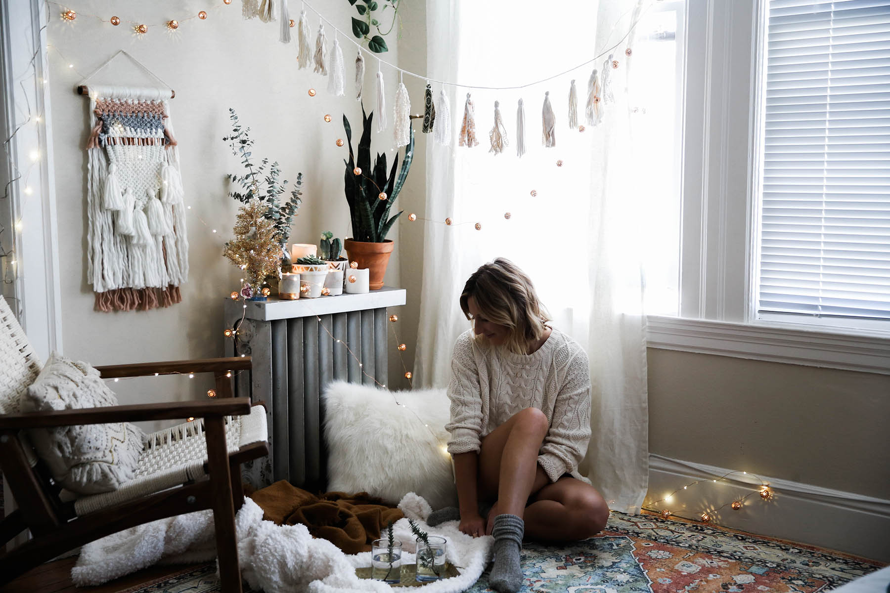 cozy bohemian holiday decorations with Urban Outfitters home