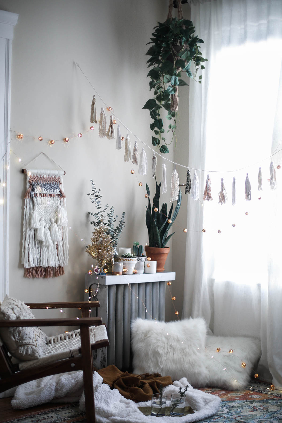 cozy bohemian holiday decorations with Urban Outfitters home