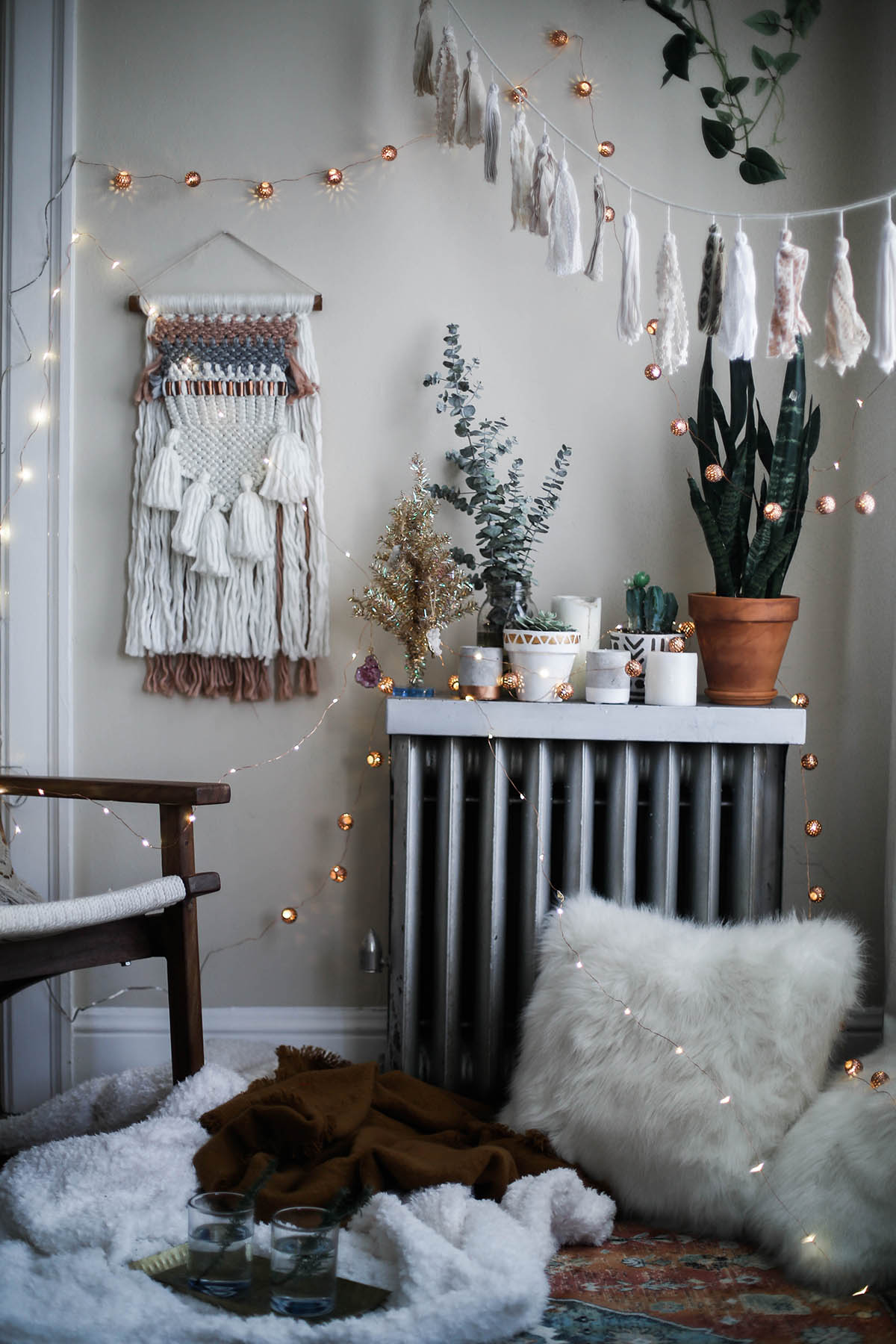cozy bohemian holiday decorations with Urban Outfitters home