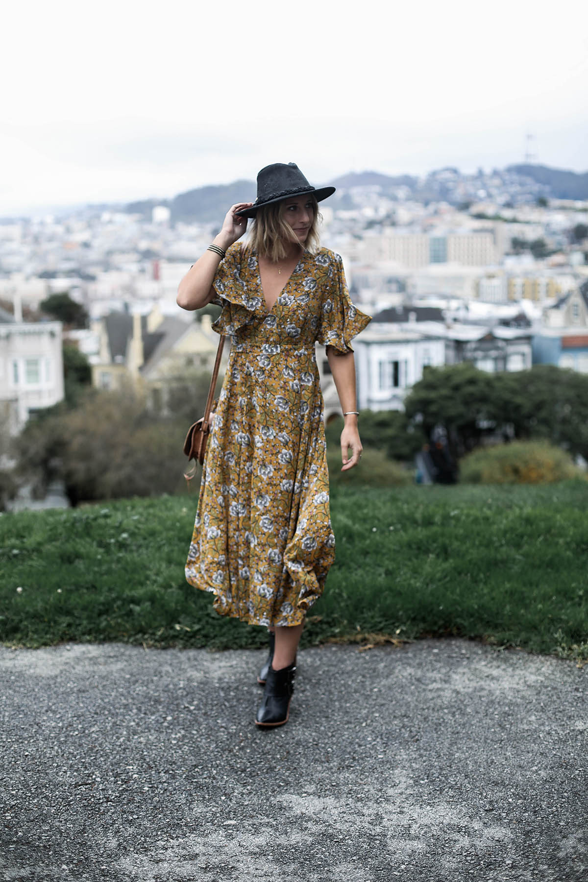 azalea fall floral maxi dress