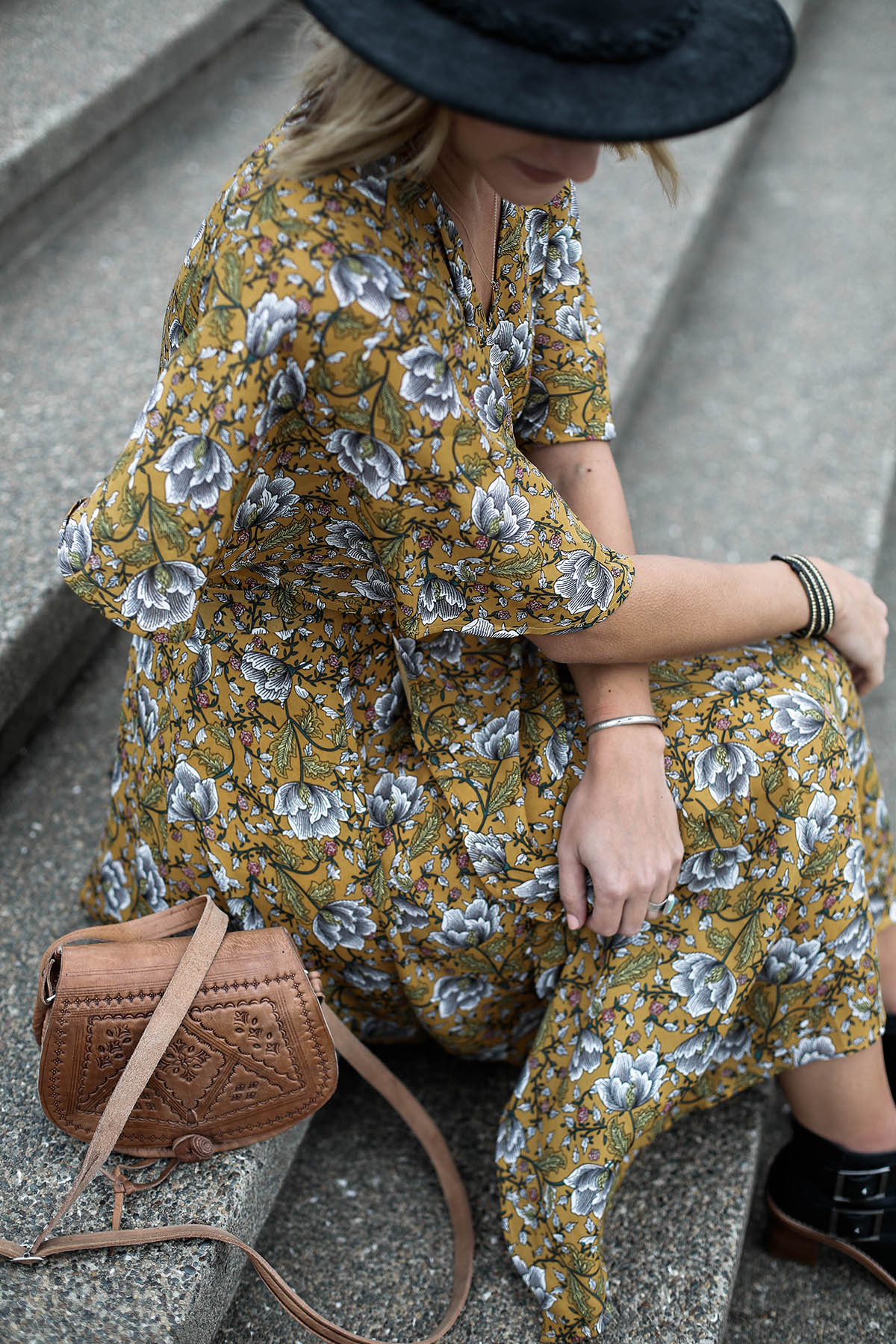 azalea fall floral maxi dress