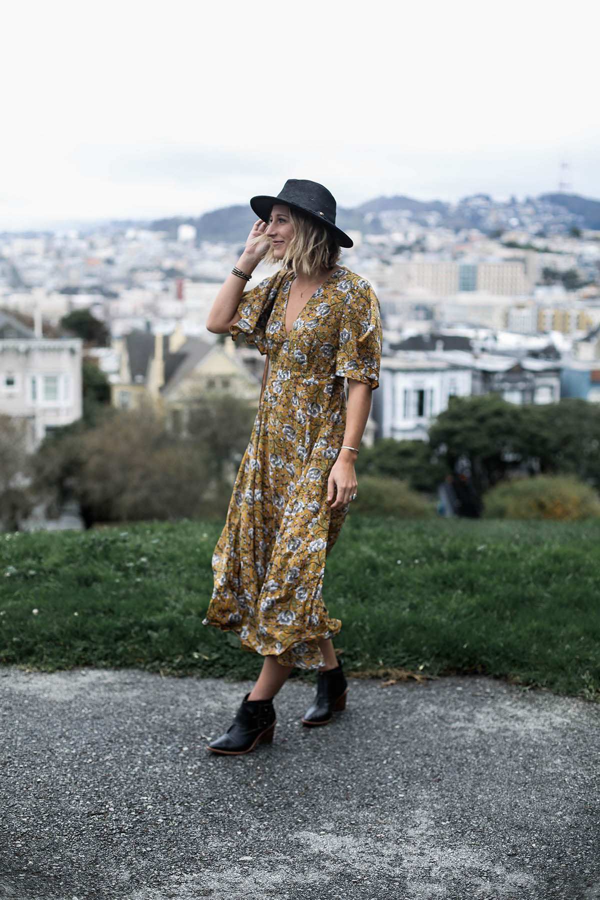 azalea fall floral maxi dress