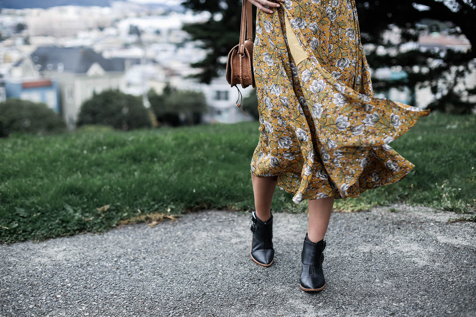 azalea fall floral maxi dress