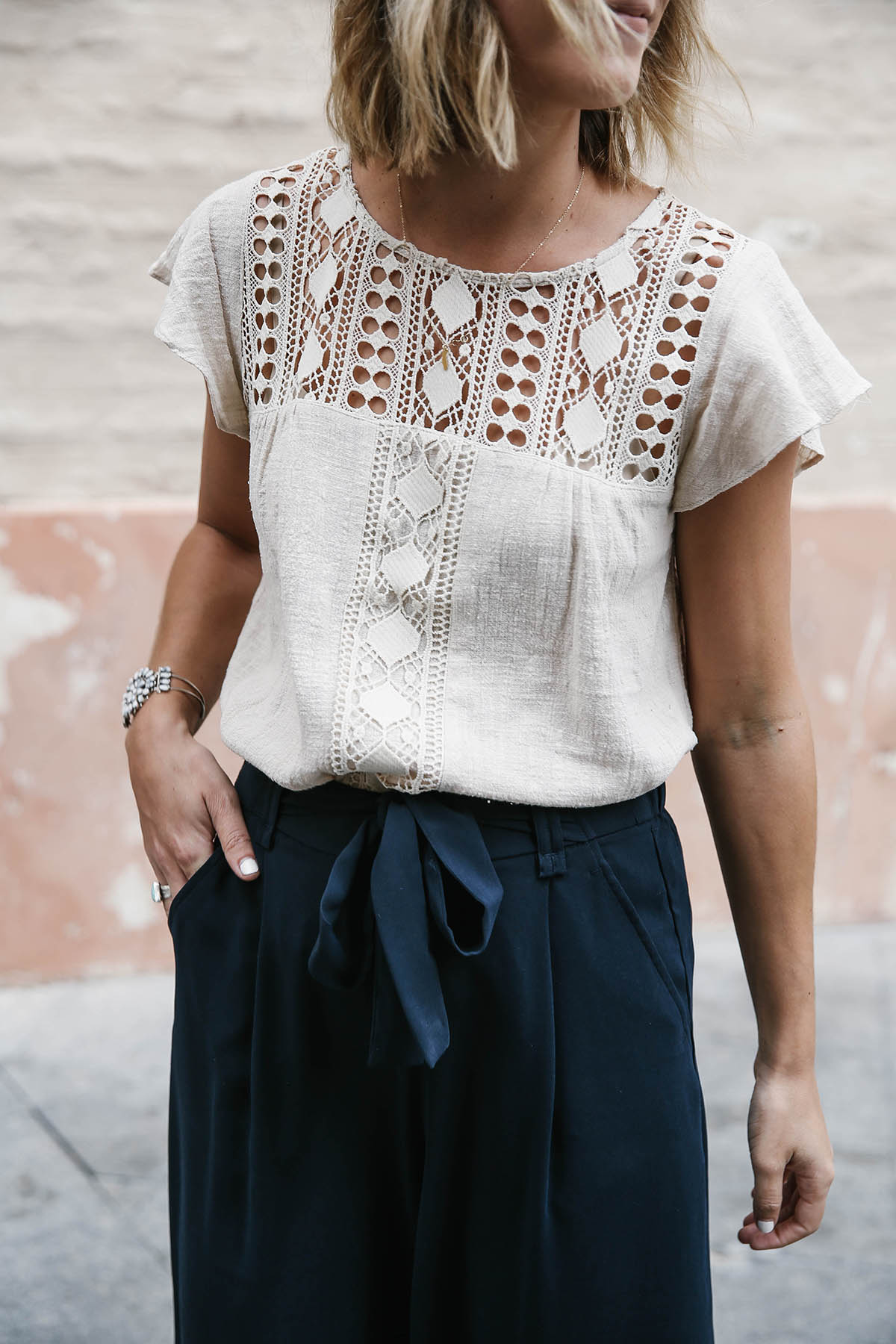 crochet yoke top with butterfly sleeves