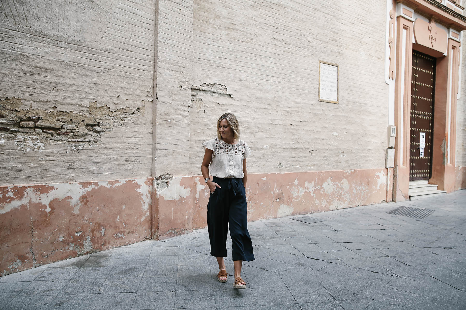navy culottes outfit