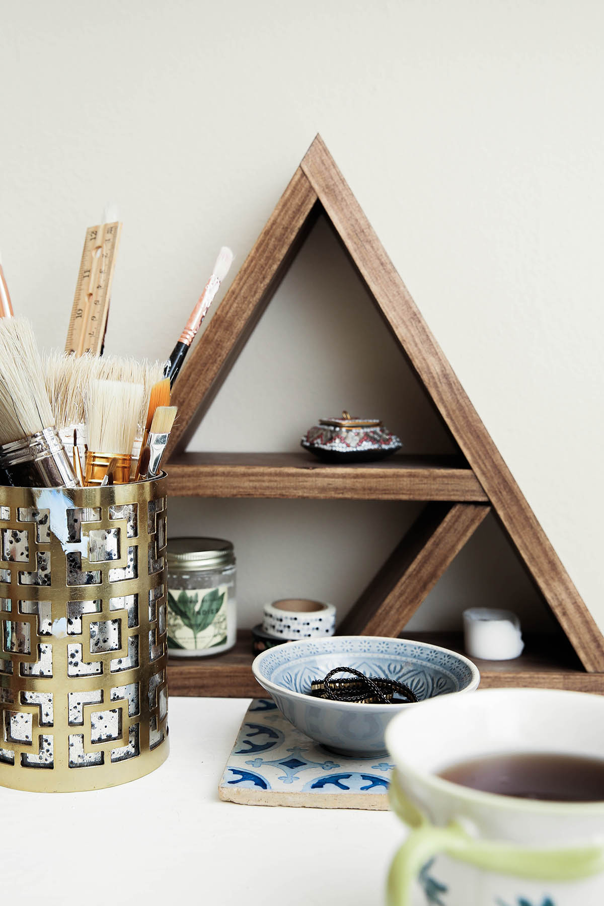 triangle wood shelf