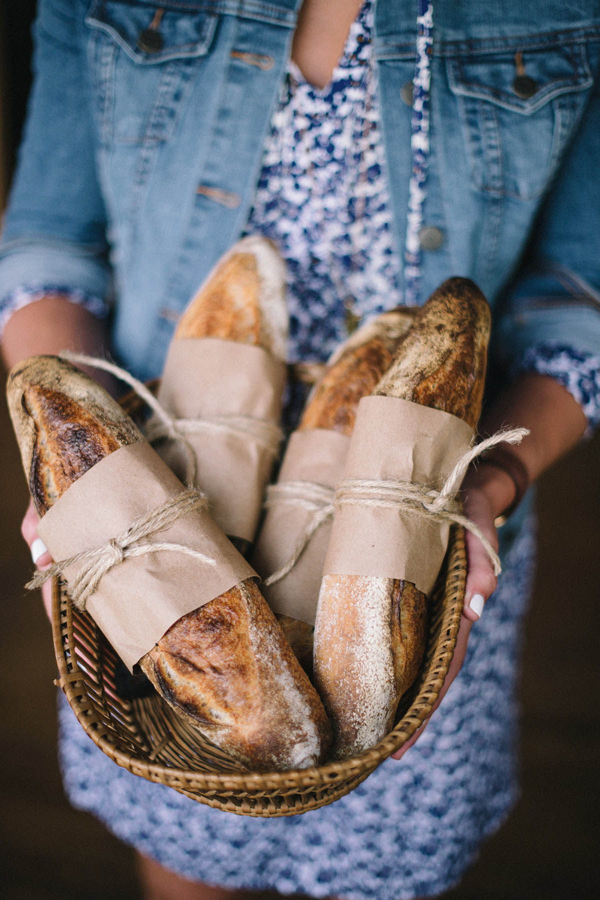 basket of rustic loaves of bread