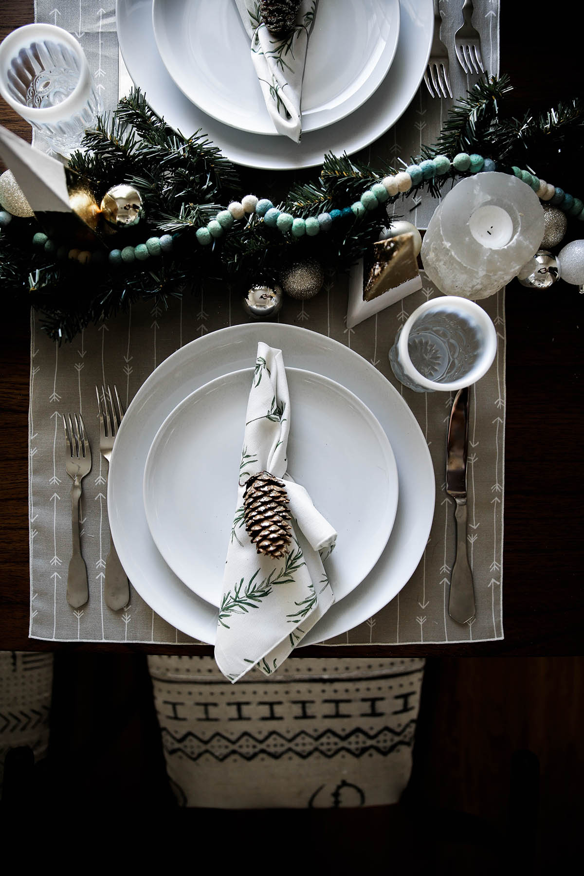 earthy holiday tablescape idea with Minted