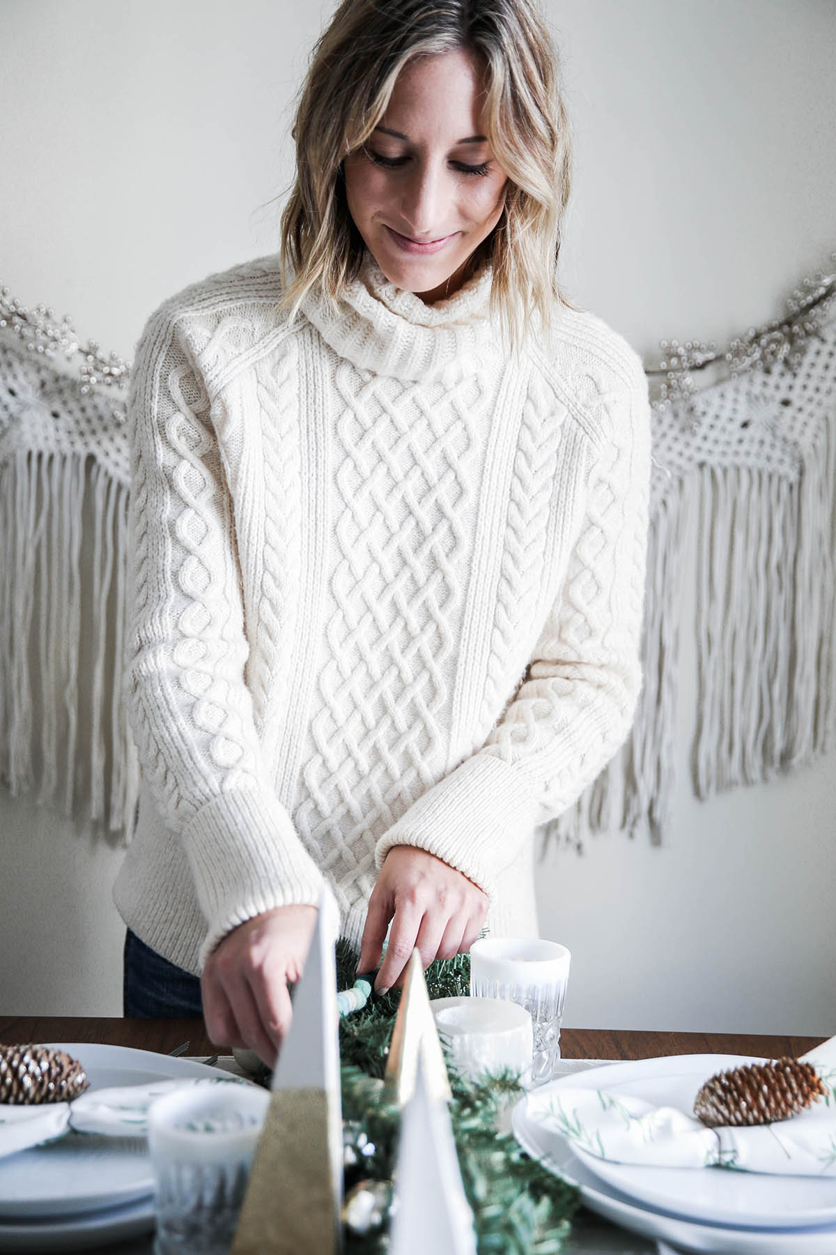 earthy holiday tablescape idea with Minted