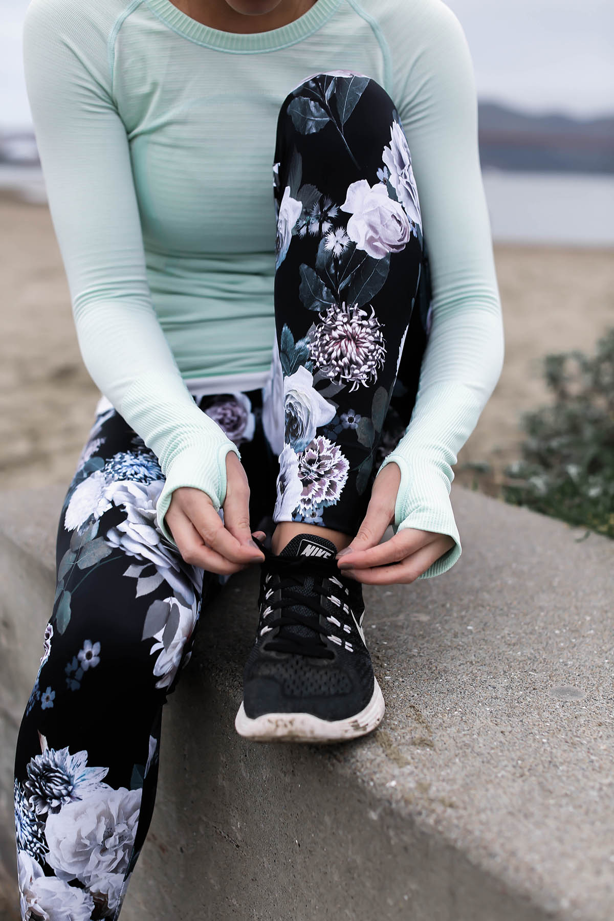 peony floral workout leggings