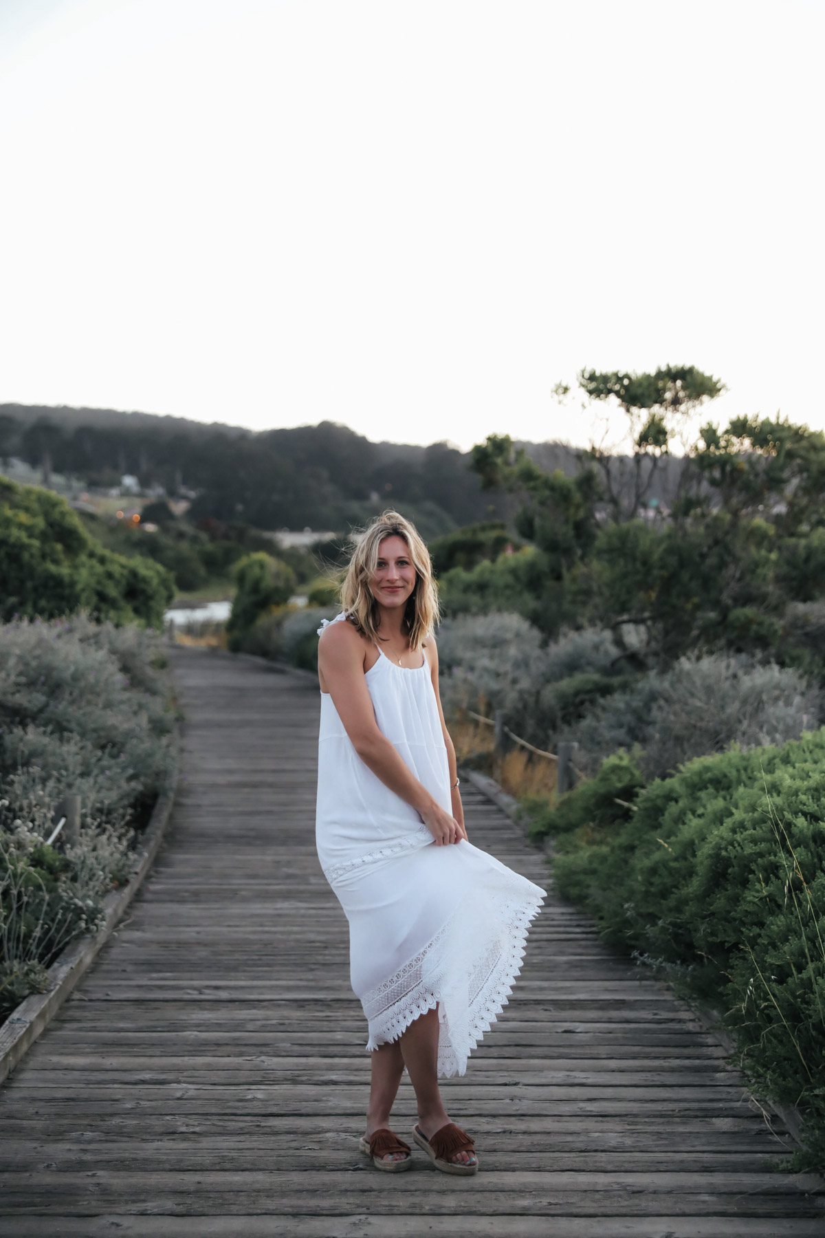 old navy white maxi dress summer travel outfits