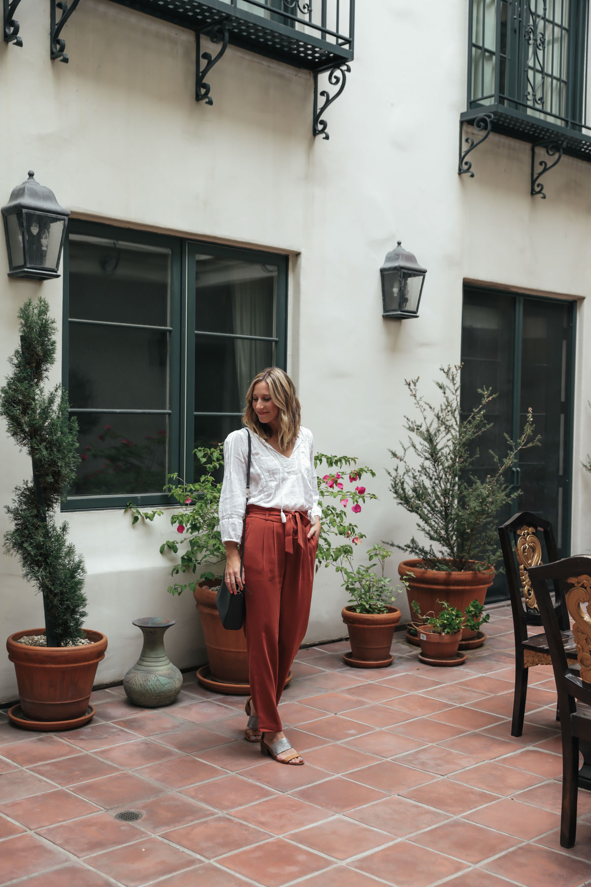 thredUP outfit with joie white boho top