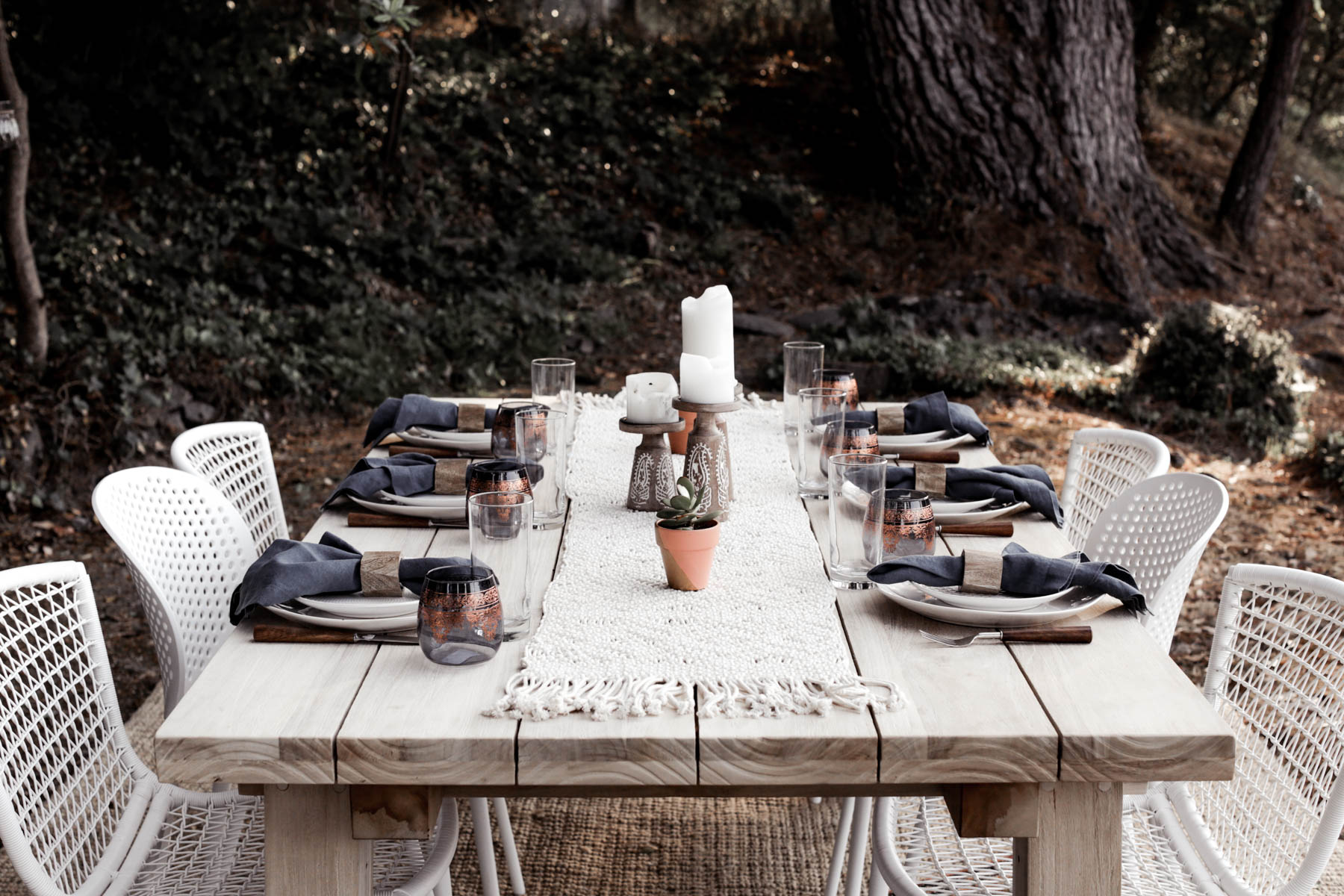 bohemian outdoor dining area