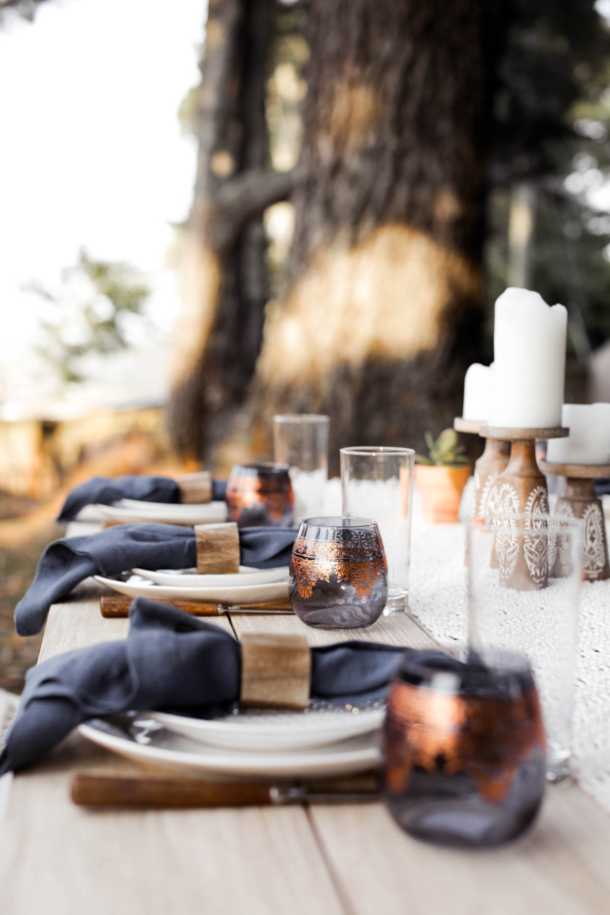 bohemian outdoor dining area