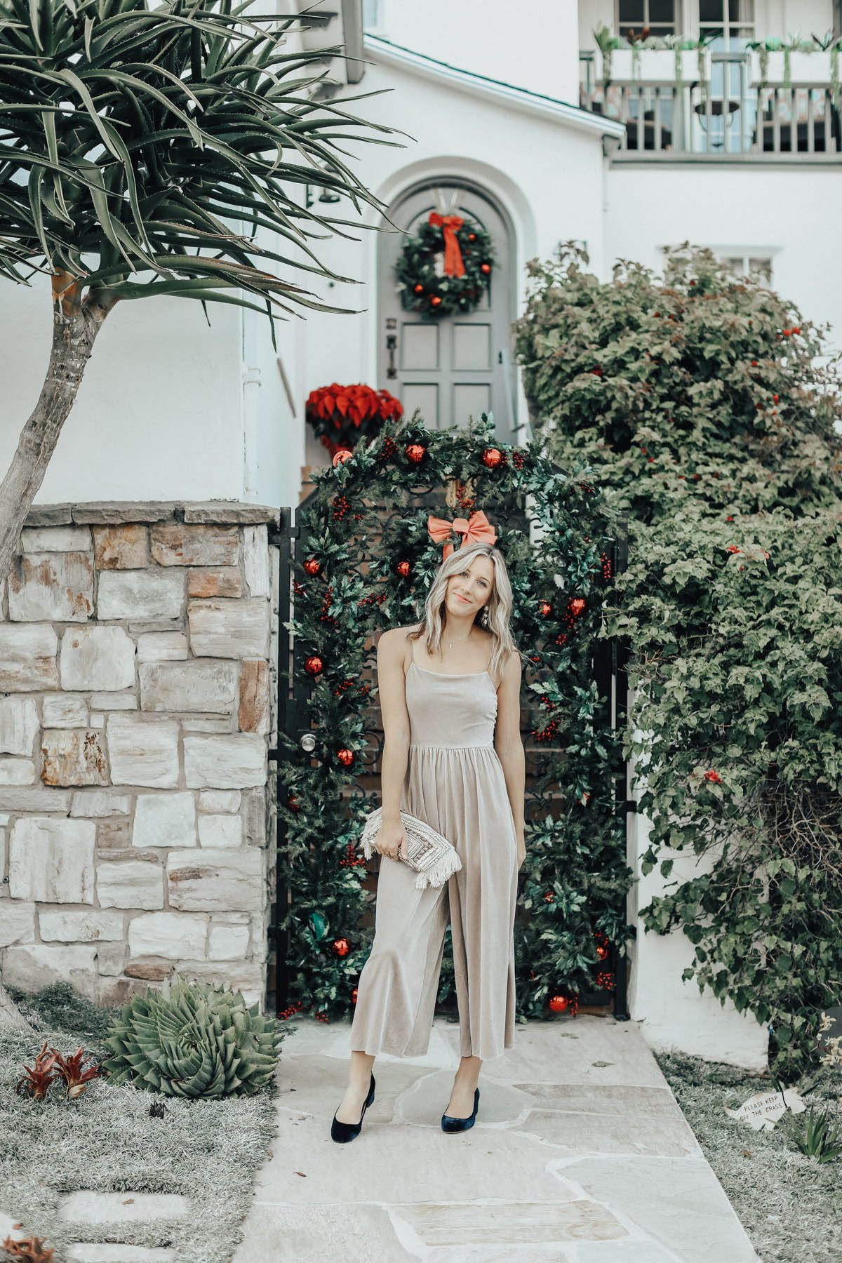 urban outfitters velvet jumpsuit holiday outfit