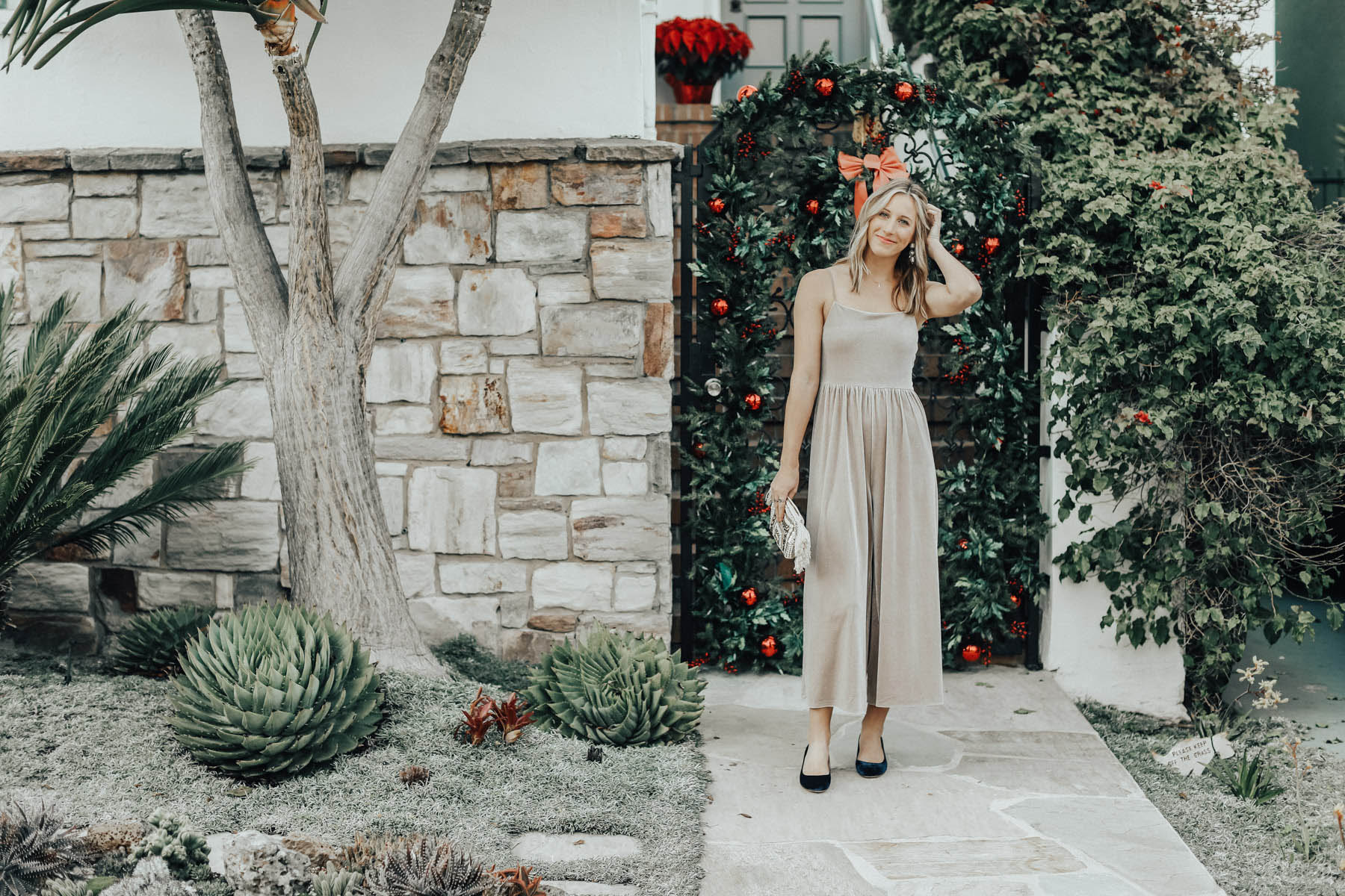 urban outfitters velvet jumpsuit holiday outfit