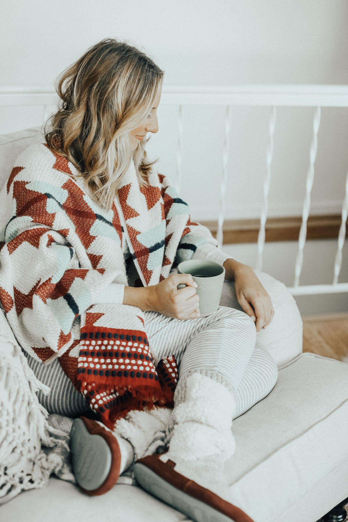 cozy winter outfit acorn slippers