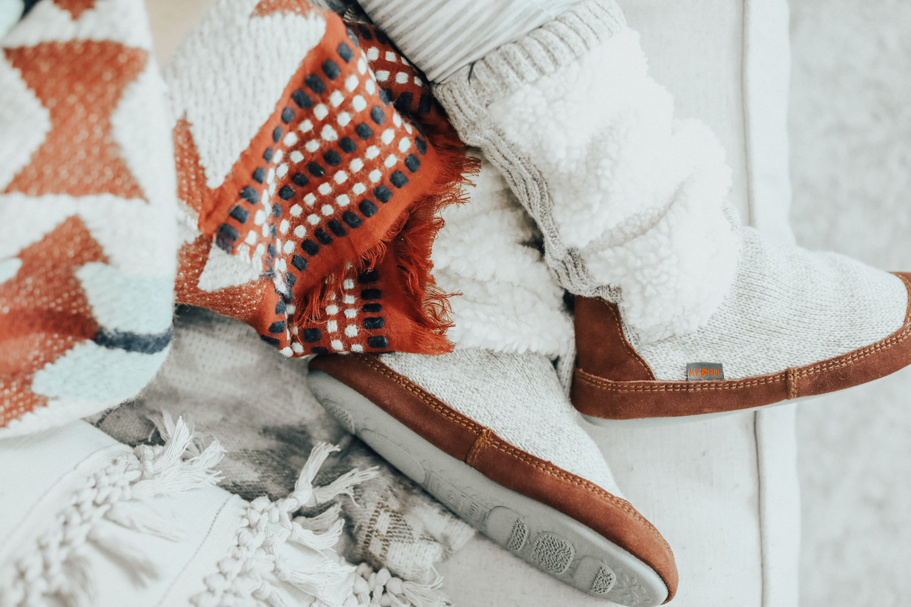 cozy winter outfit acorn slippers