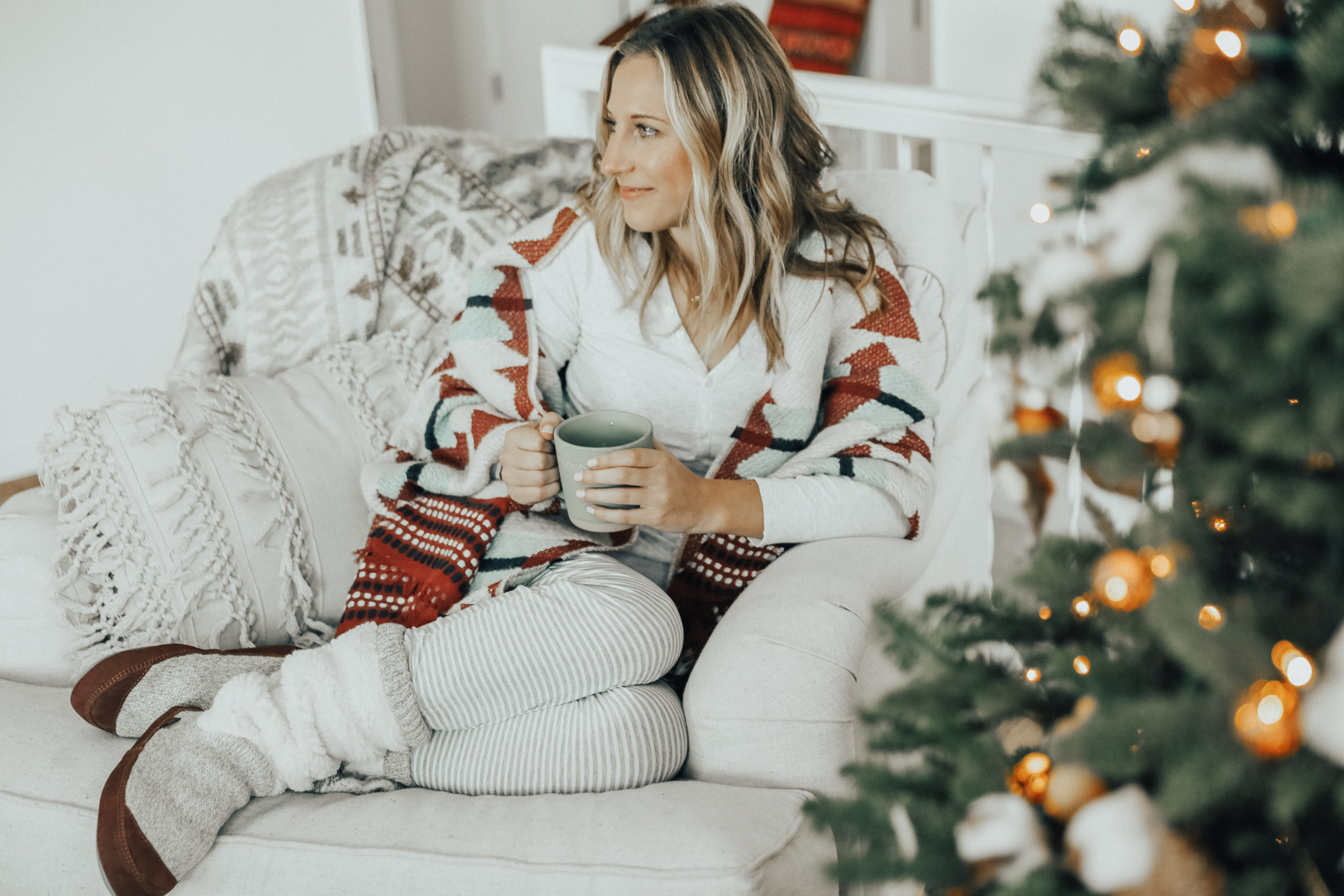 cozy winter outfit acorn slippers