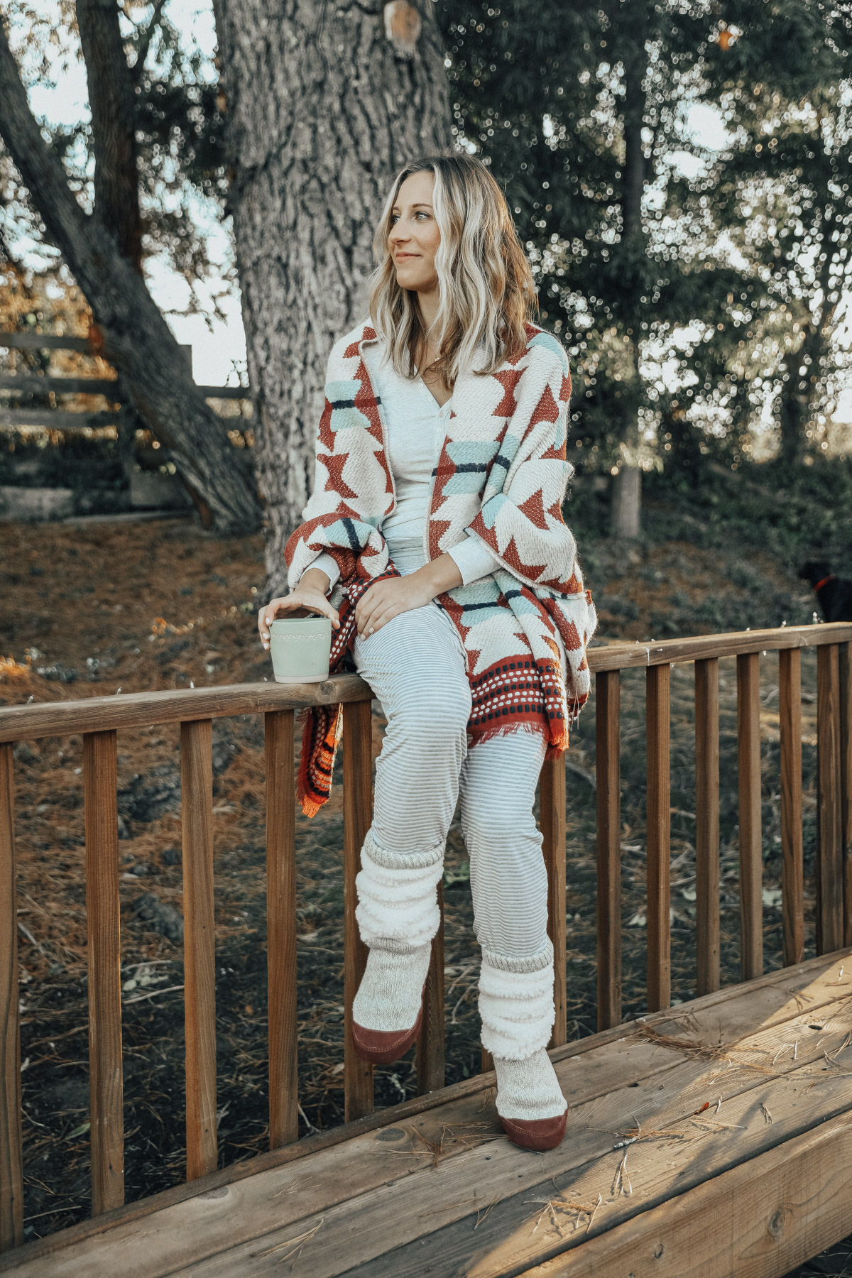 cozy winter outfit acorn slippers