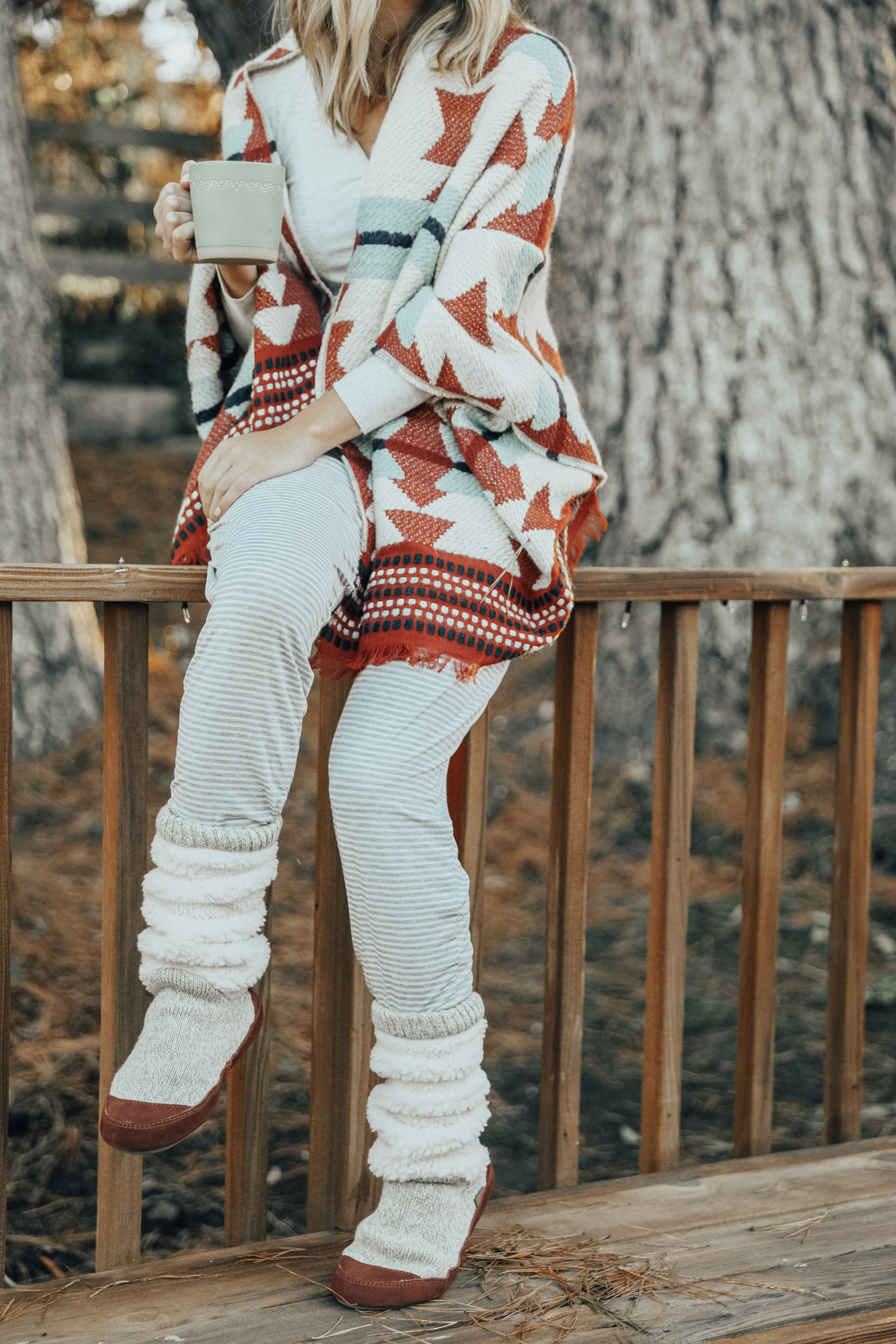 cozy winter outfit acorn slippers