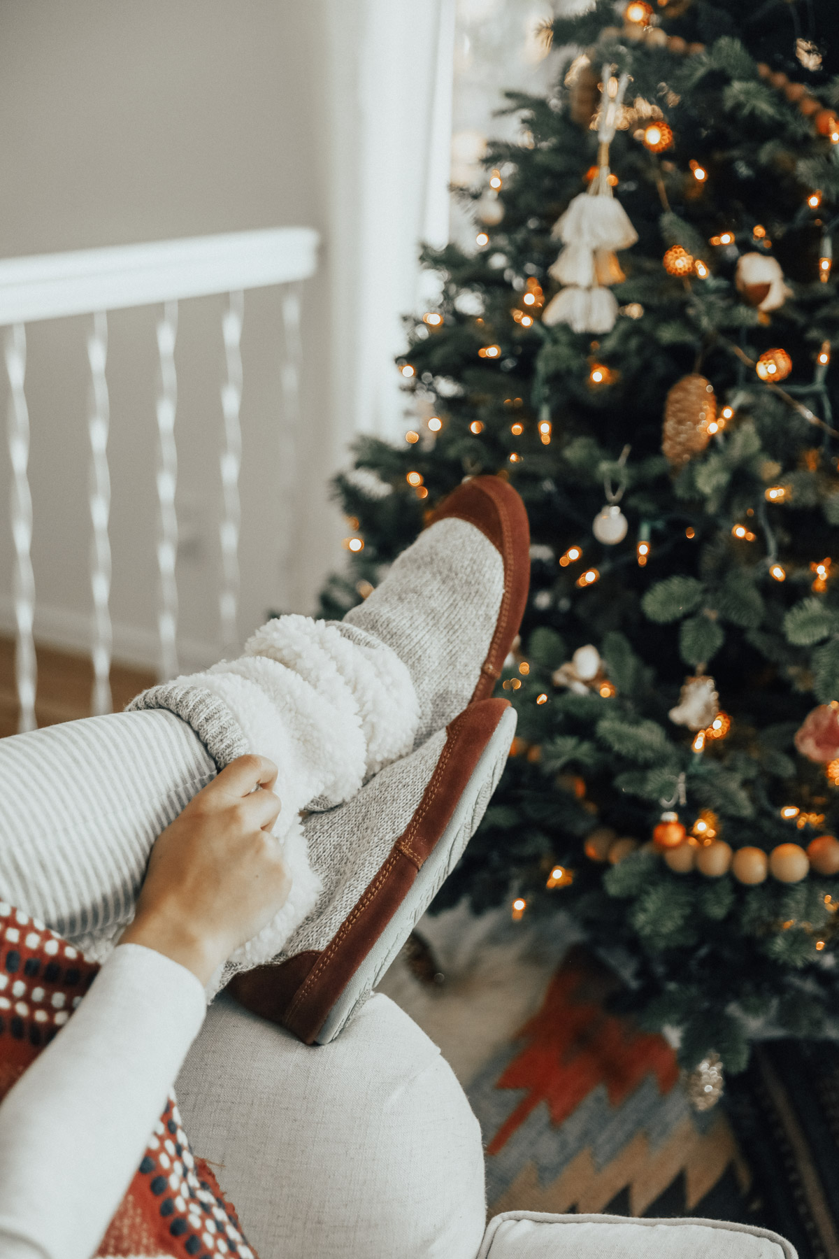 cozy winter outfit acorn slippers