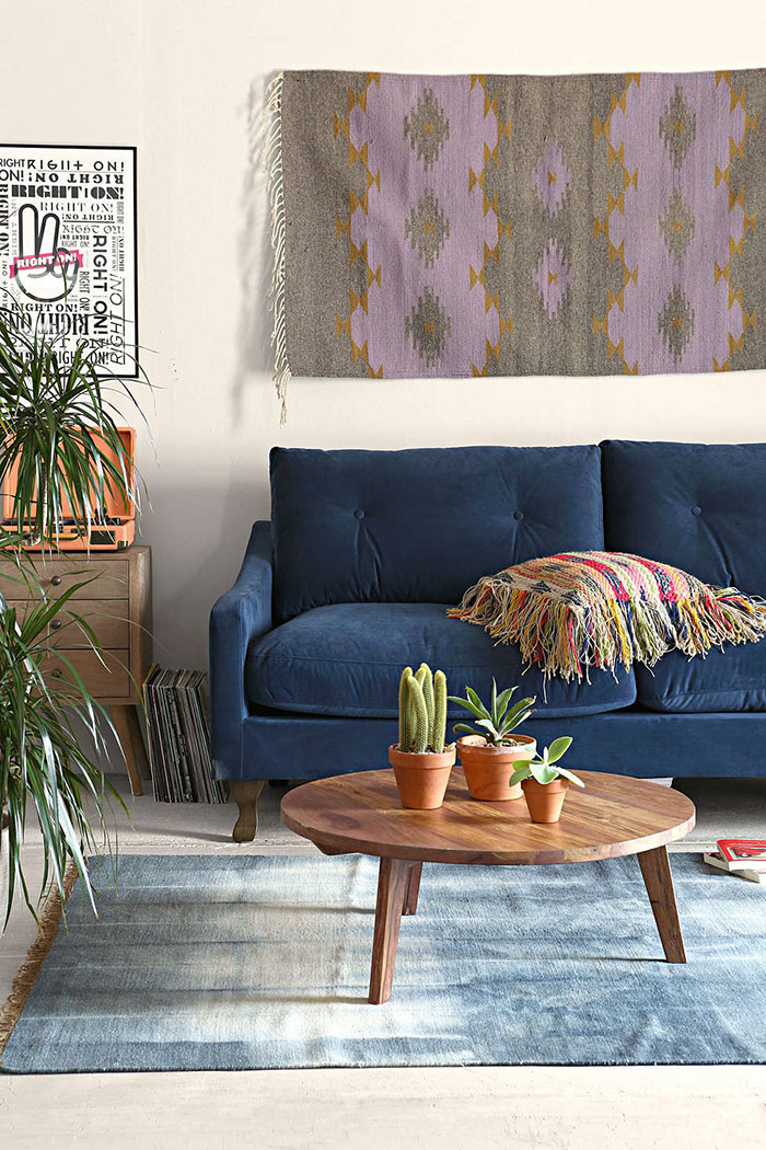 navy boho living room