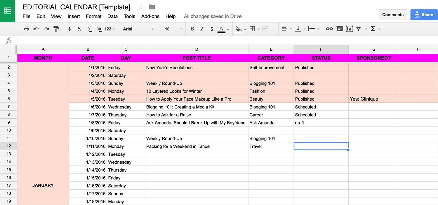How To Structure An Editorial Calendar