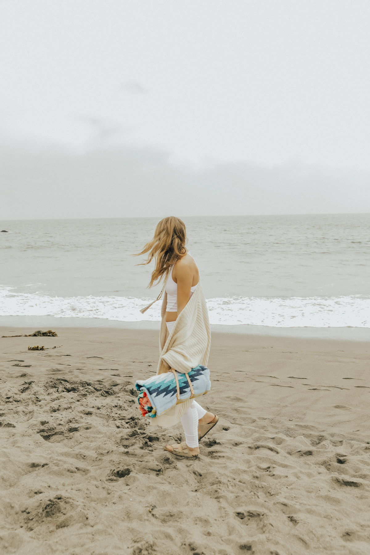 california beach girl mexican blanket