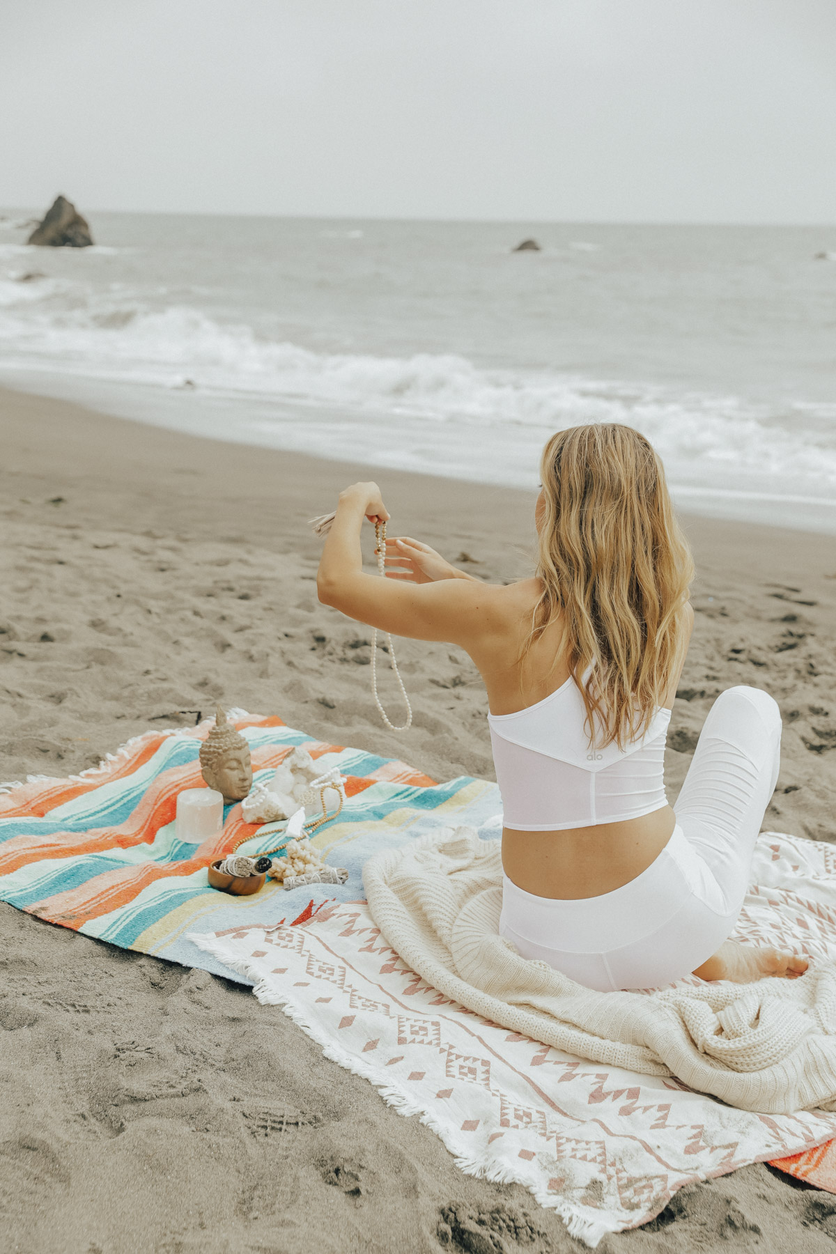 beach yoga meditation prayer beads